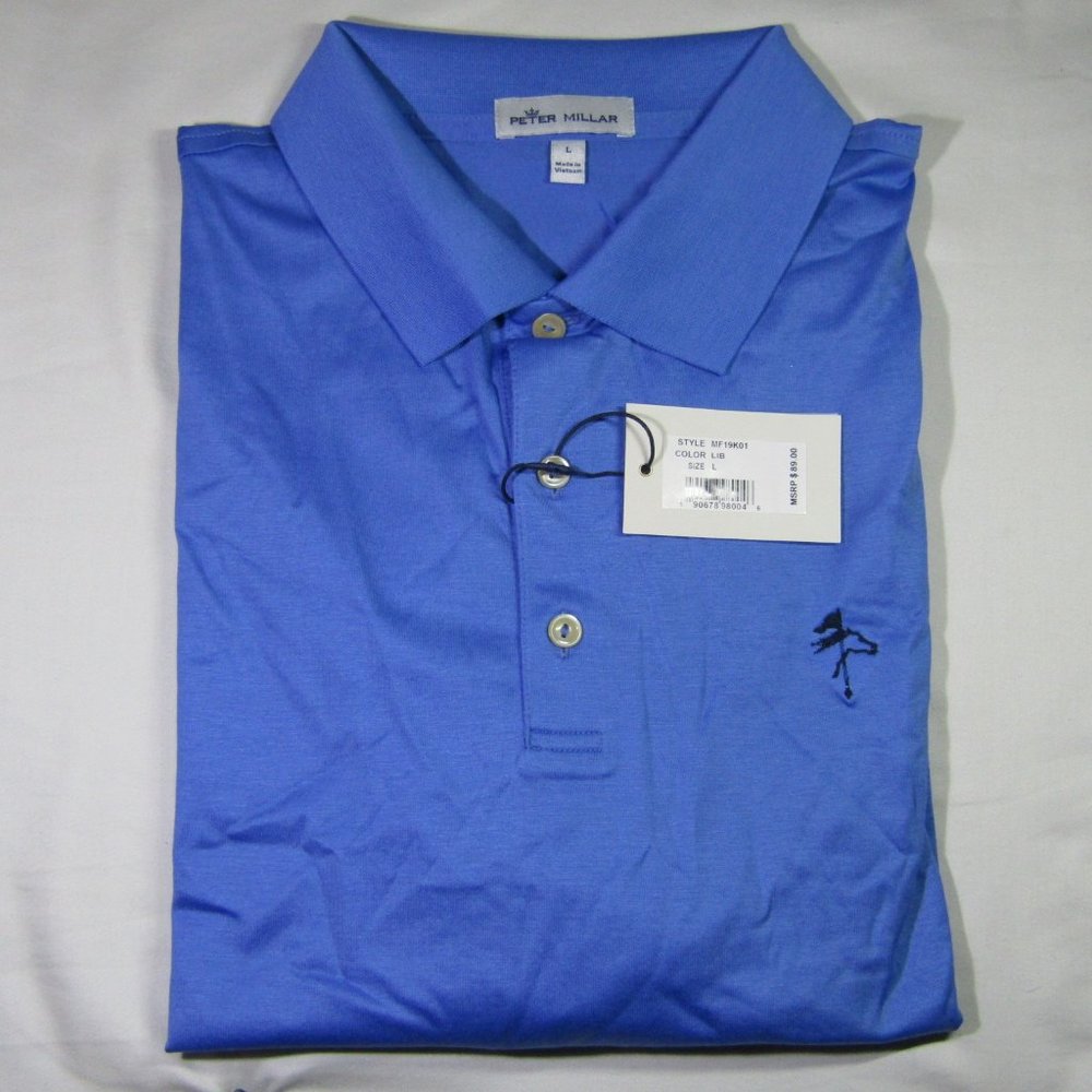 (L) Solid Blue Collared Polo